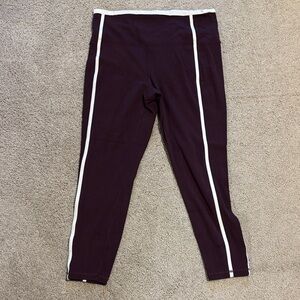 Athleta Elation ultra high rise' Dark Purple Leggings with White Trim